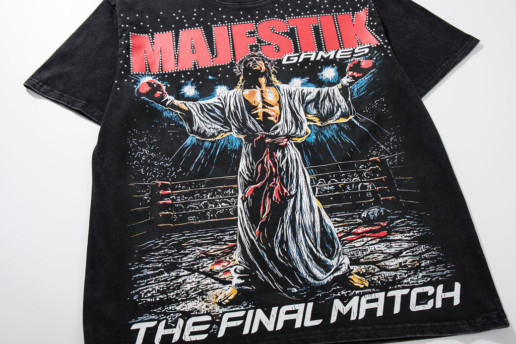 MAJESTIK The Final Match Vintage Boxing Graphic T‑Shirt