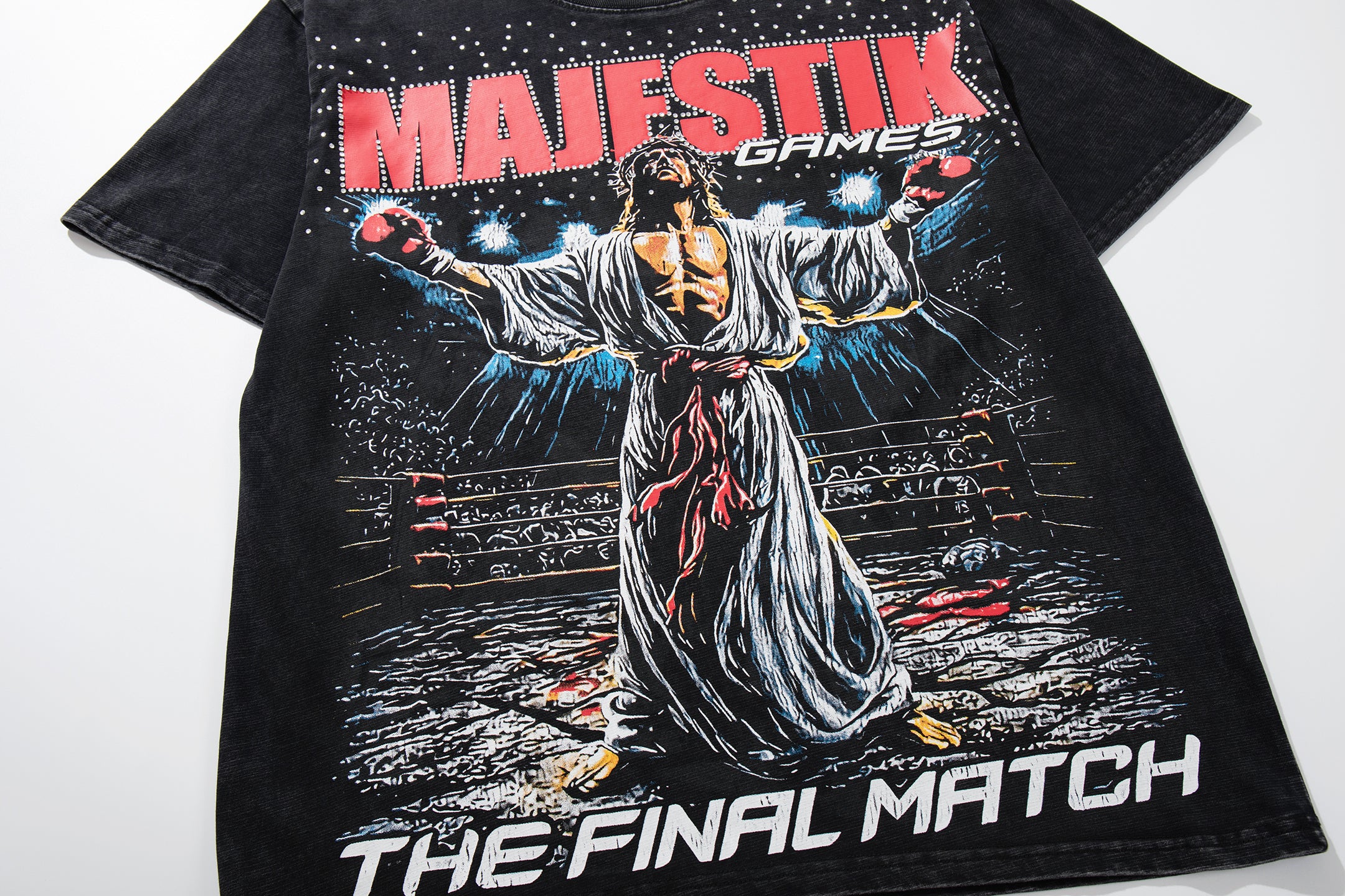 MAJESTIK The Final Match Vintage Boxing Graphic T‑Shirt
