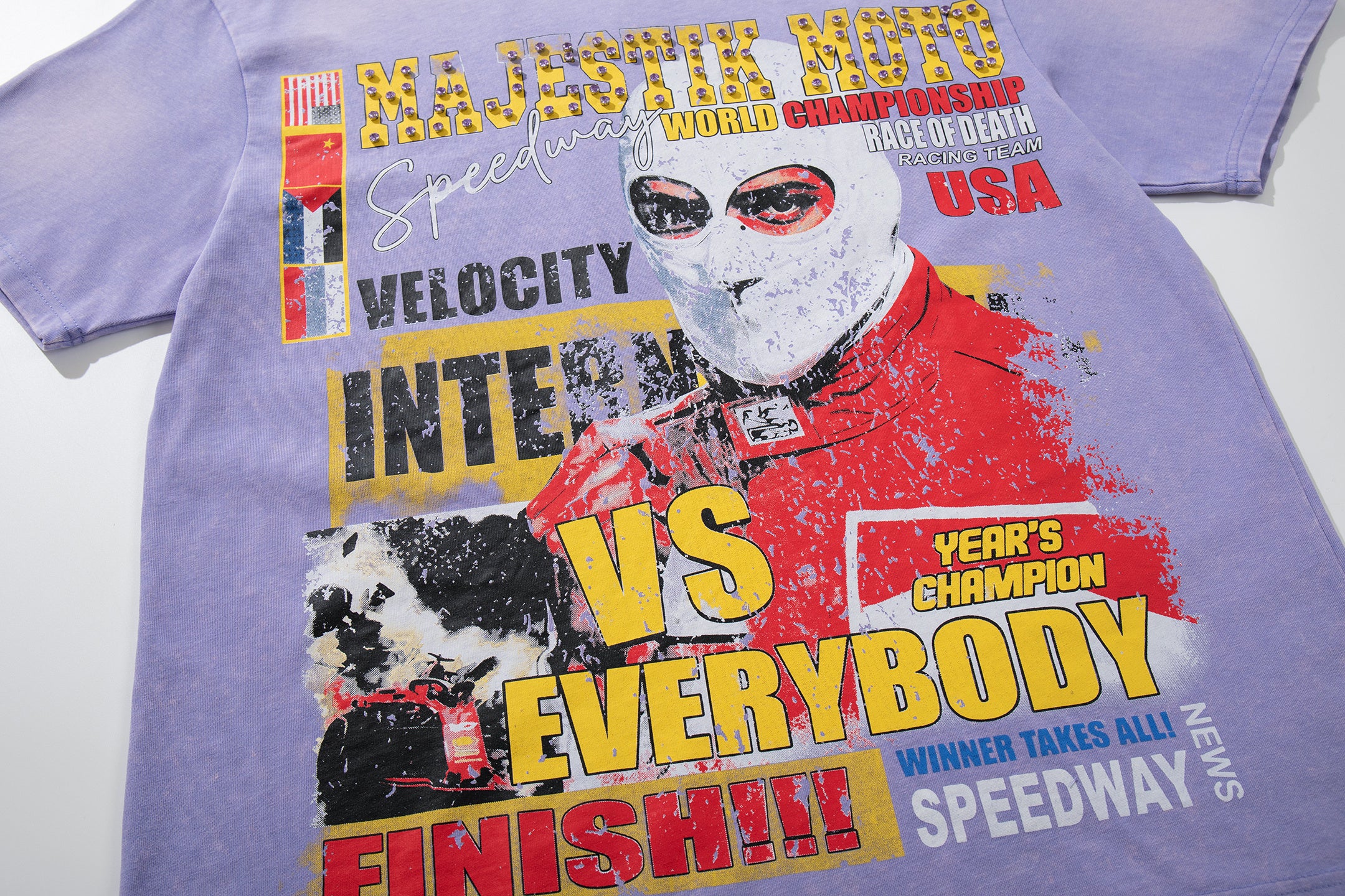 MAJESTIK Moto Racing Vintage Purple T‑Shirt