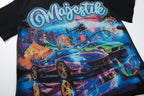 MAJESTIK Neon Sports Car City Vintage T‑Shirt