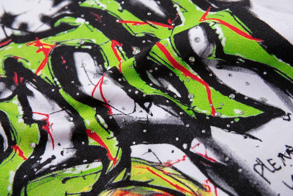 MAJESTIK Green Monster Graffiti Double‑Sided Graphic T‑Shirt
