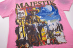 MAJESTIK Western Cowboy Vintage Pink T‑Shirt