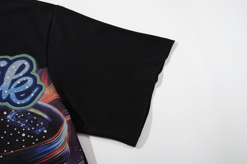 MAJESTIK Eagle Monster Graphic Black T‑Shirt