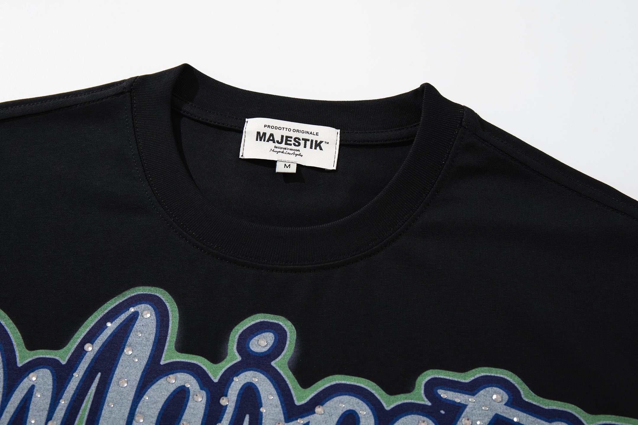 MAJESTIK Eagle Monster Graphic Black T‑Shirt