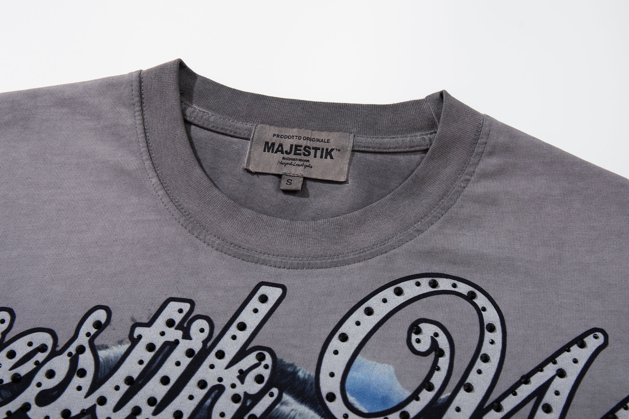 MAJESTIK Black Panther Skull Vintage Grey Double‑Sided T‑Shirt