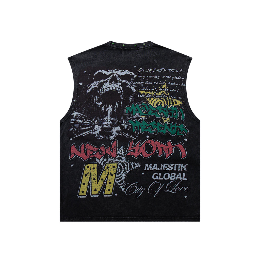 MAJESTIK Skull Graphic Sleeveless Tank Top
