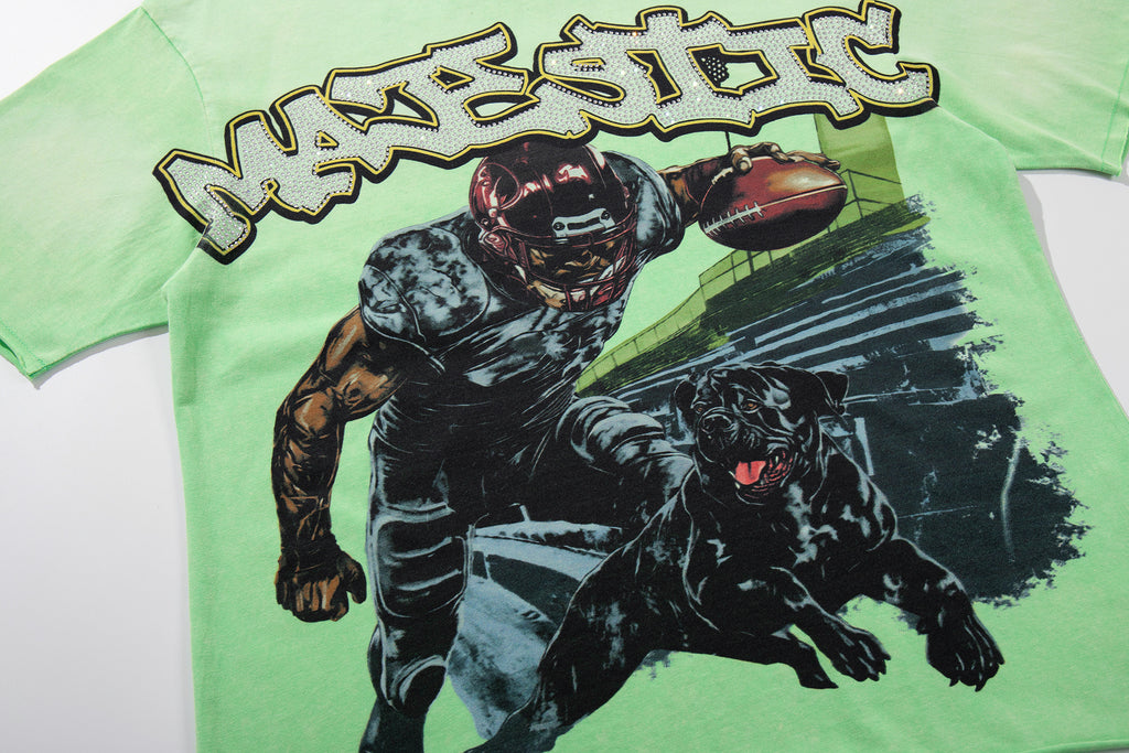MAJESTIK Football Player Double‑Sided Vintage T‑Shirt