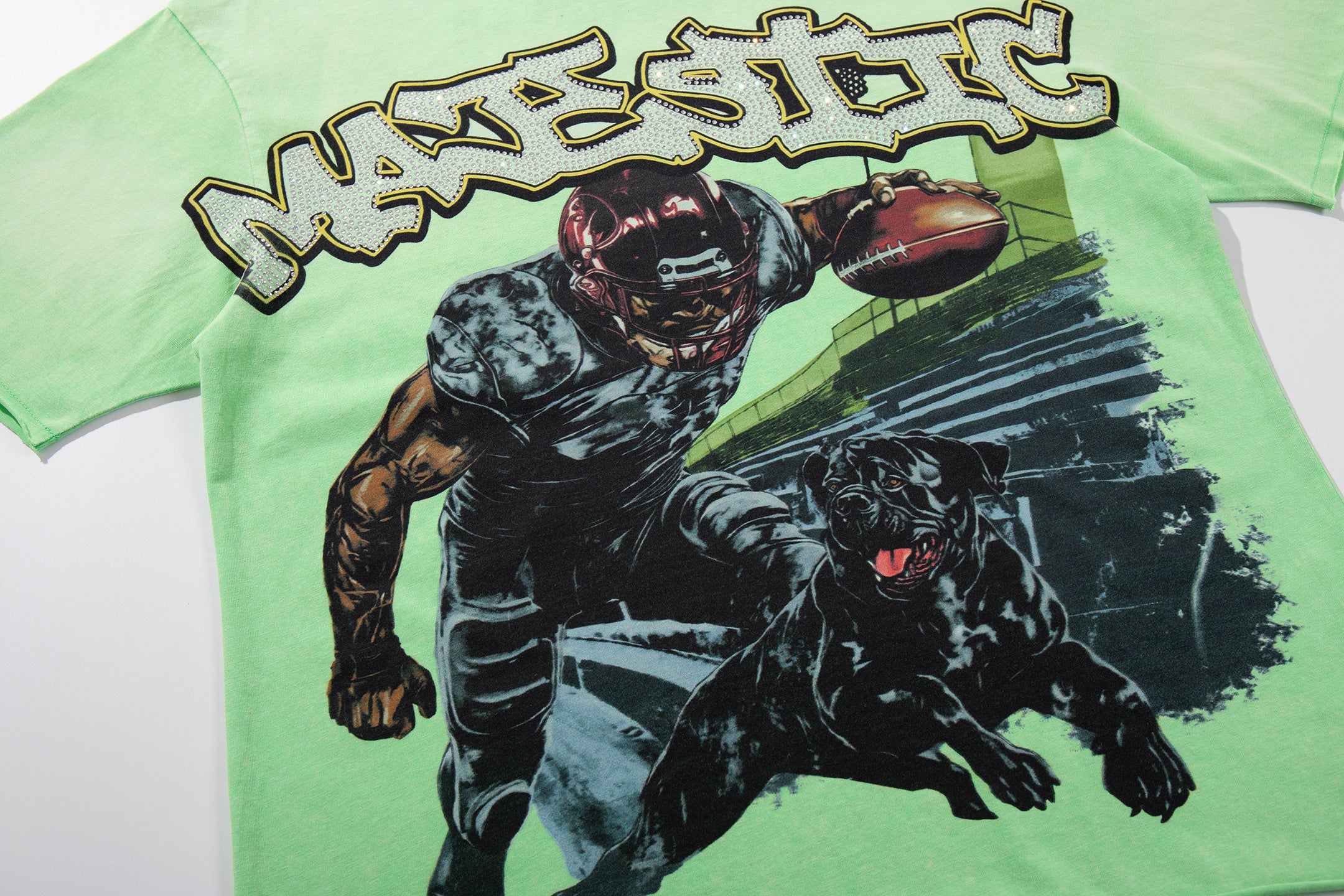 MAJESTIK Football Player Double‑Sided Vintage T‑Shirt