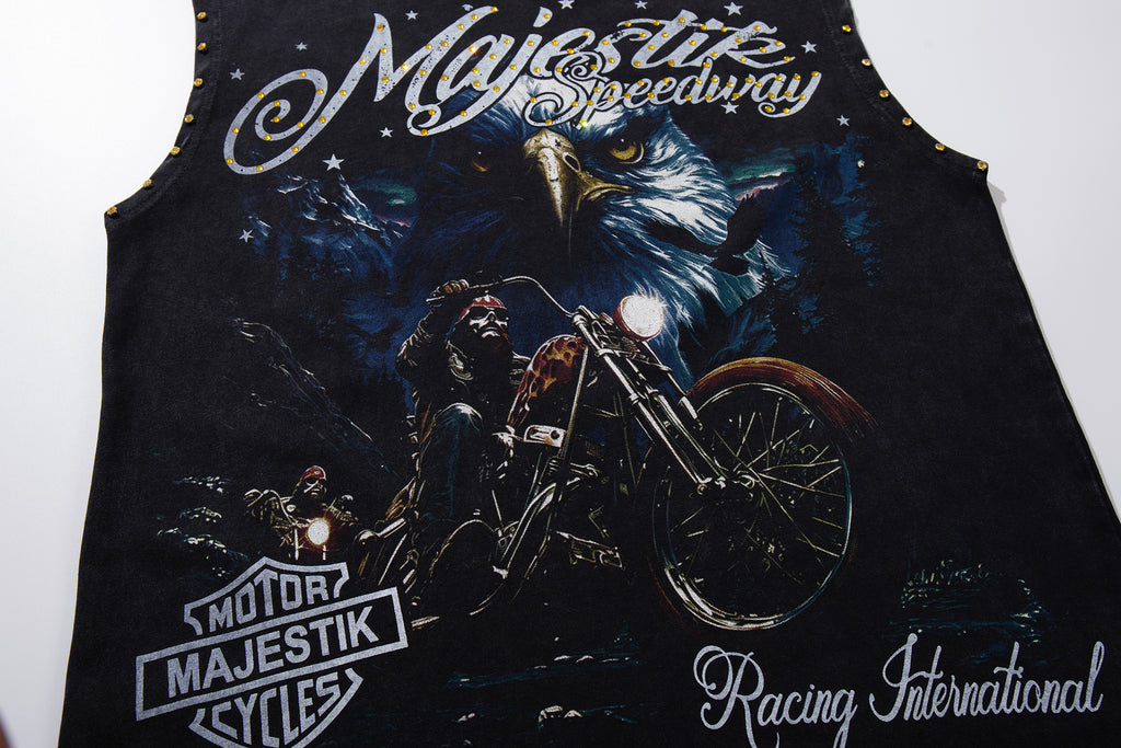 MAJESTIK Motorcycle Eagle Graphic Tank Top