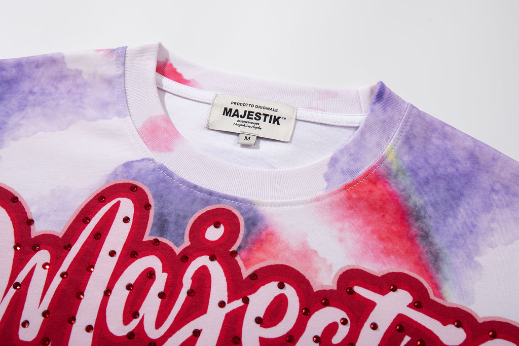 MAJESTIK Tie‑Dye Skull Graphic T‑Shirt