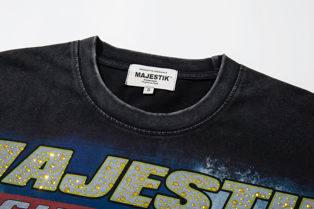 MAJESTIK Motocross Racing Vintage Black Double‑Sided T‑Shirt