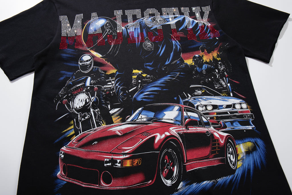 MAJESTIK Retro Racing Graphic T‑Shirt