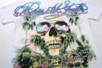 MAJESTIK Tropical Skull Double‑Sided Graphic T‑Shirt