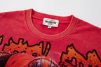 MAJESTIK Football Monster Vintage Red Double‑Sided T‑Shirt