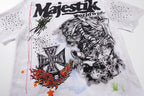MAJESTIK Graffiti Sketch Art White Double‑Sided T‑Shirt