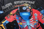 MAJESTIK Skeleton DJ Vintage Washed Double‑Sided Graphic T‑Shirt