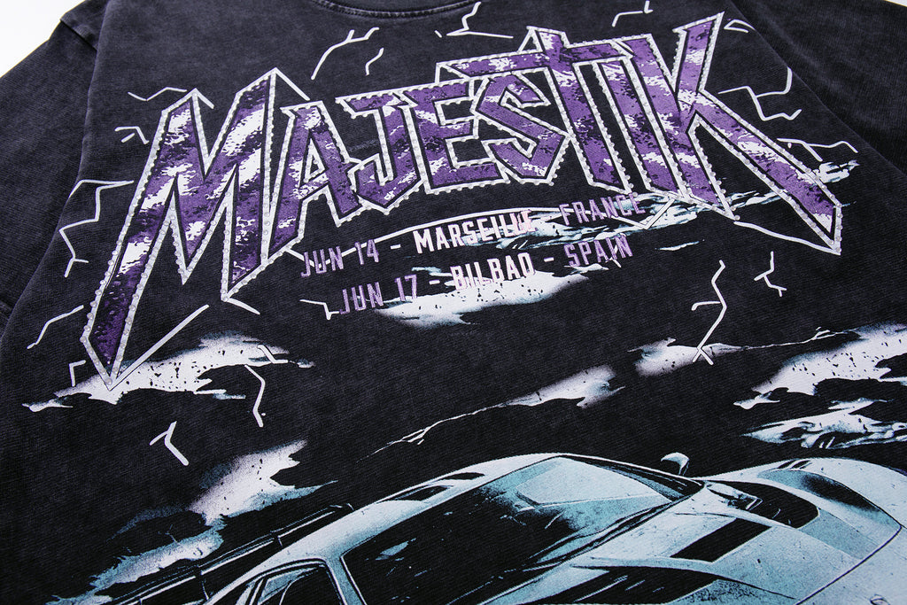 MAJESTIK Metal Concert Sports Car Double‑Sided Vintage T‑Shirt