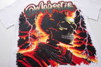 MAJESTIK Fire Skull Lightning Vintage Graphic T‑Shirt