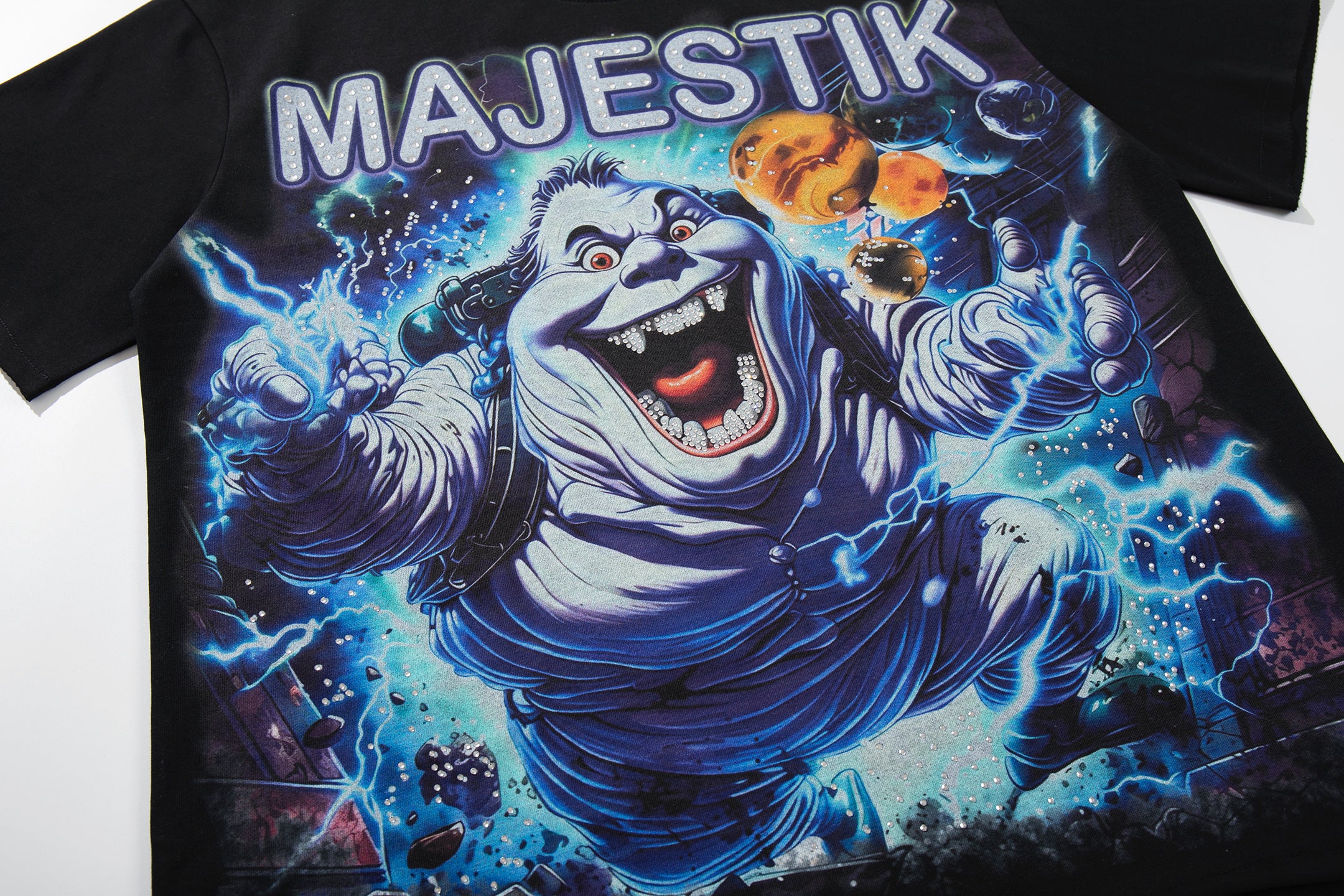 MAJESTIK Ghost Vintage Graphic T‑Shirt