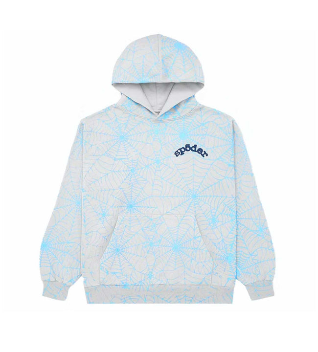 Sp5der AOP Web Heather Grey Hoodie Hover Image