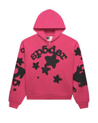 Sp5der Beluga Zip Up Hoodie Pink