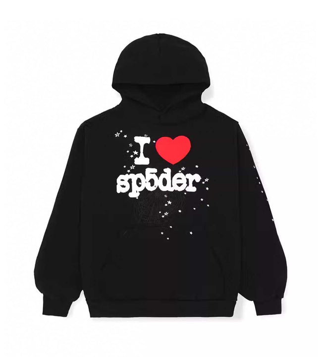 Sp5der I Heart Sp5 Hoodie Black Hover Image