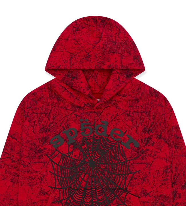 Sp5der OG Tree Camo Hoodie Red Main Image