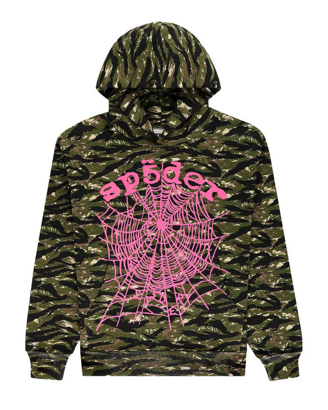 Sp5der OG Web V2 Tiger Camo Hoodie Pink Hover Image