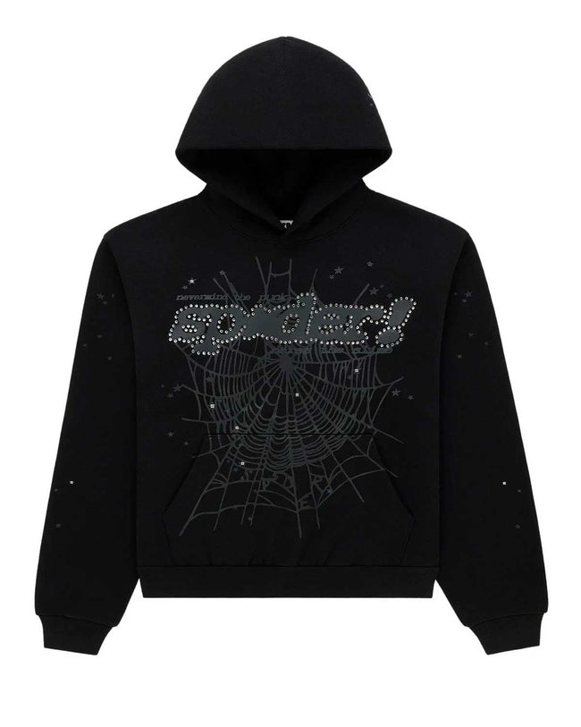 Sp5der P*nk V2 Rhinestone Hoodie Black Hover Image