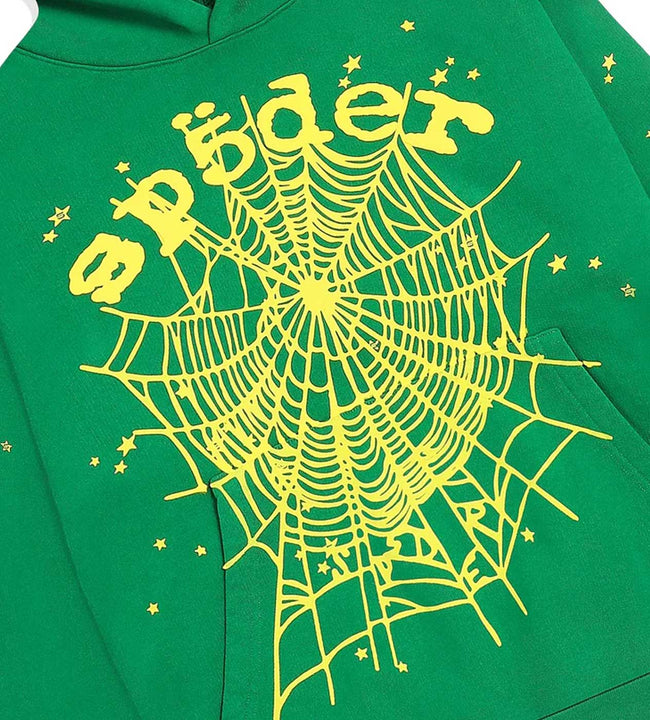 Sp5der Star OG Web v2 Hoodie Green Main Image