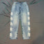 MIXED EMOTION Side Logo Vintage Light‑Wash Straight‑Leg Jeans