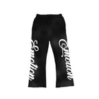 MIXED EMOTION Cursive‑Logo Side Wide‑Leg Sweatpants