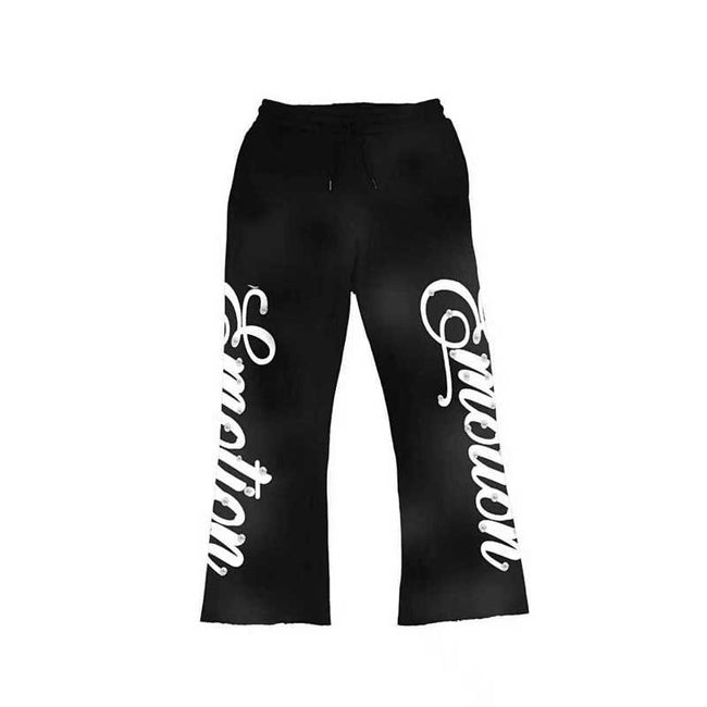MIXED EMOTION Cursive‑Logo Side Wide‑Leg Sweatpants Hover Image