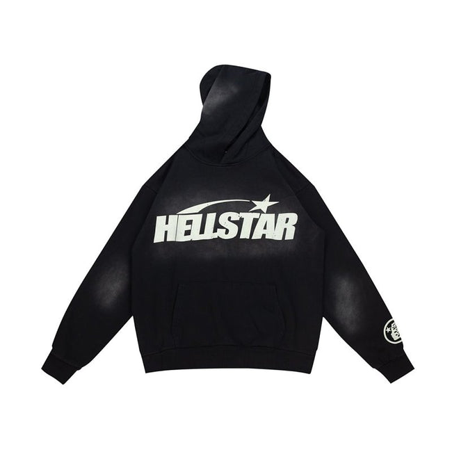 Hellstar Classic Logo Flame Sleeve Black Hoodie Hover Image
