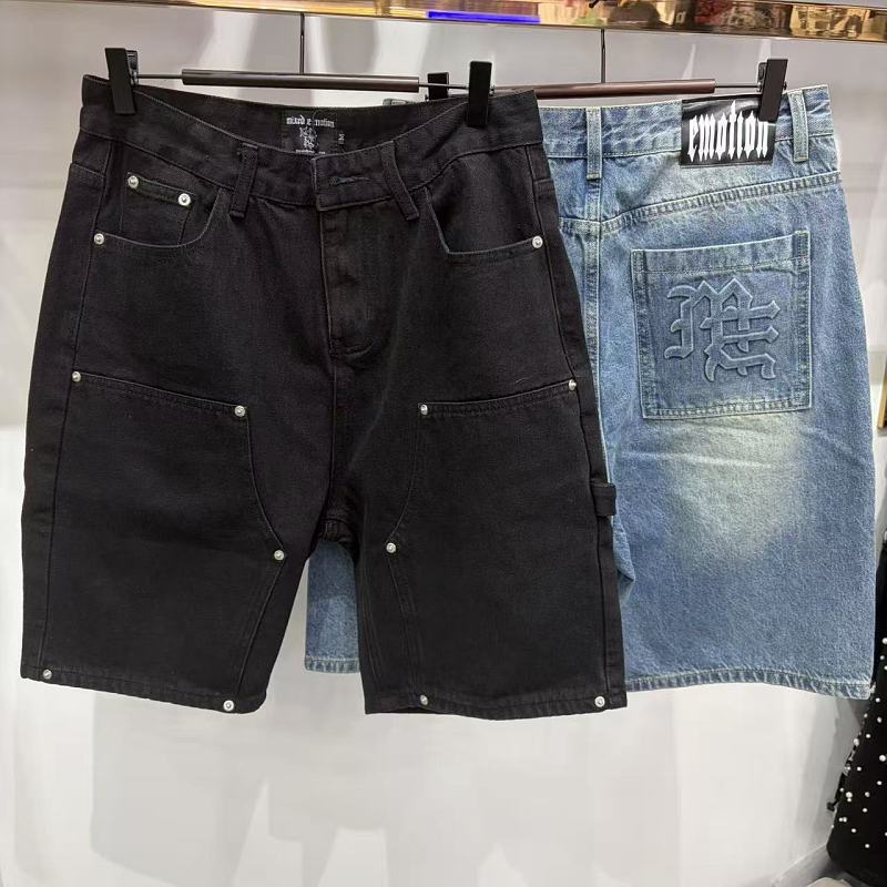 MIXED EMOTION Washed Carpenter Denim Shorts