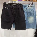 MIXED EMOTION Washed Carpenter Denim Shorts