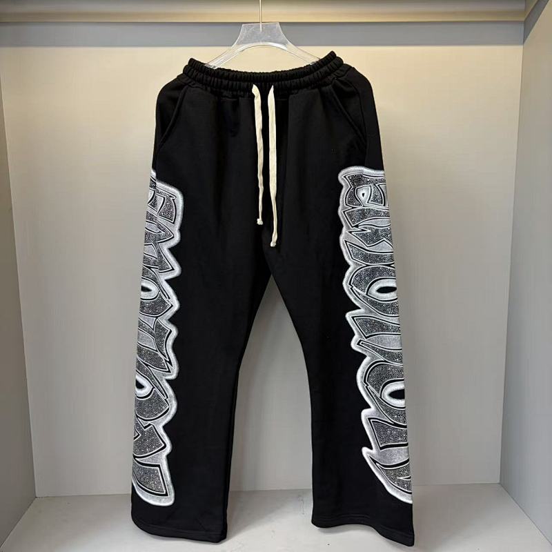 MIXED EMOTION Wing‑Pattern Side Wide‑Leg Sweatpants