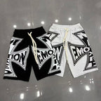 MIXED EMOTION Big Graphic Print Casual Sweat Shorts