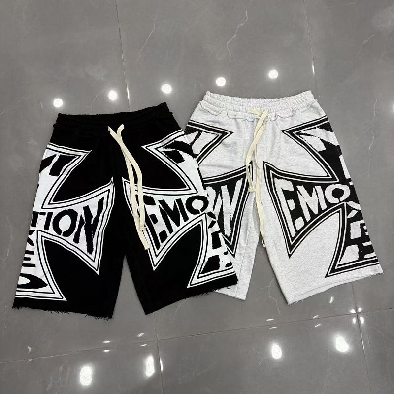MIXED EMOTION Big Graphic Print Casual Sweat Shorts