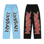 MIXED EMOTION Gothic Letter Wide‑Leg Sweat Pants