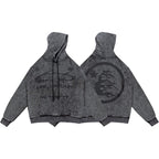 Hellstar Circle Logo Washed Grey Hoodie