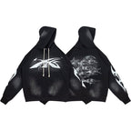 Hellstar Spider‑Web Star Graphic Black Hoodie