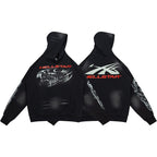 Hellstar Dragon X Logo Double‑Sided Print Black Hoodie