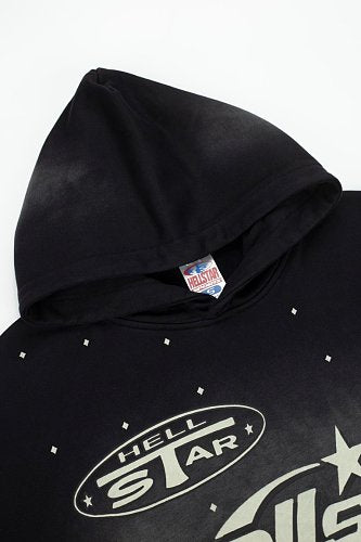 Hellstar Star‑Flame Starry Print Black Hoodie