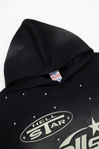 Hellstar Star‑Flame Starry Print Black Hoodie