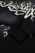 Hellstar Gothic Flame‑Face Black Hoodie