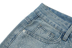 MIXED EMOTION Ripped‑Knee Vintage Light‑Wash Straight‑Leg Jeans