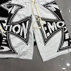 MIXED EMOTION Big Graphic Print Casual Sweat Shorts