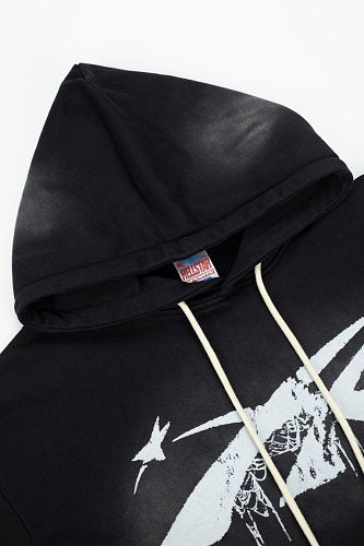 Hellstar Spider‑Web Star Graphic Black Hoodie