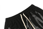 MIXED EMOTION Rhinestone Gothic Letter French Terry Shorts